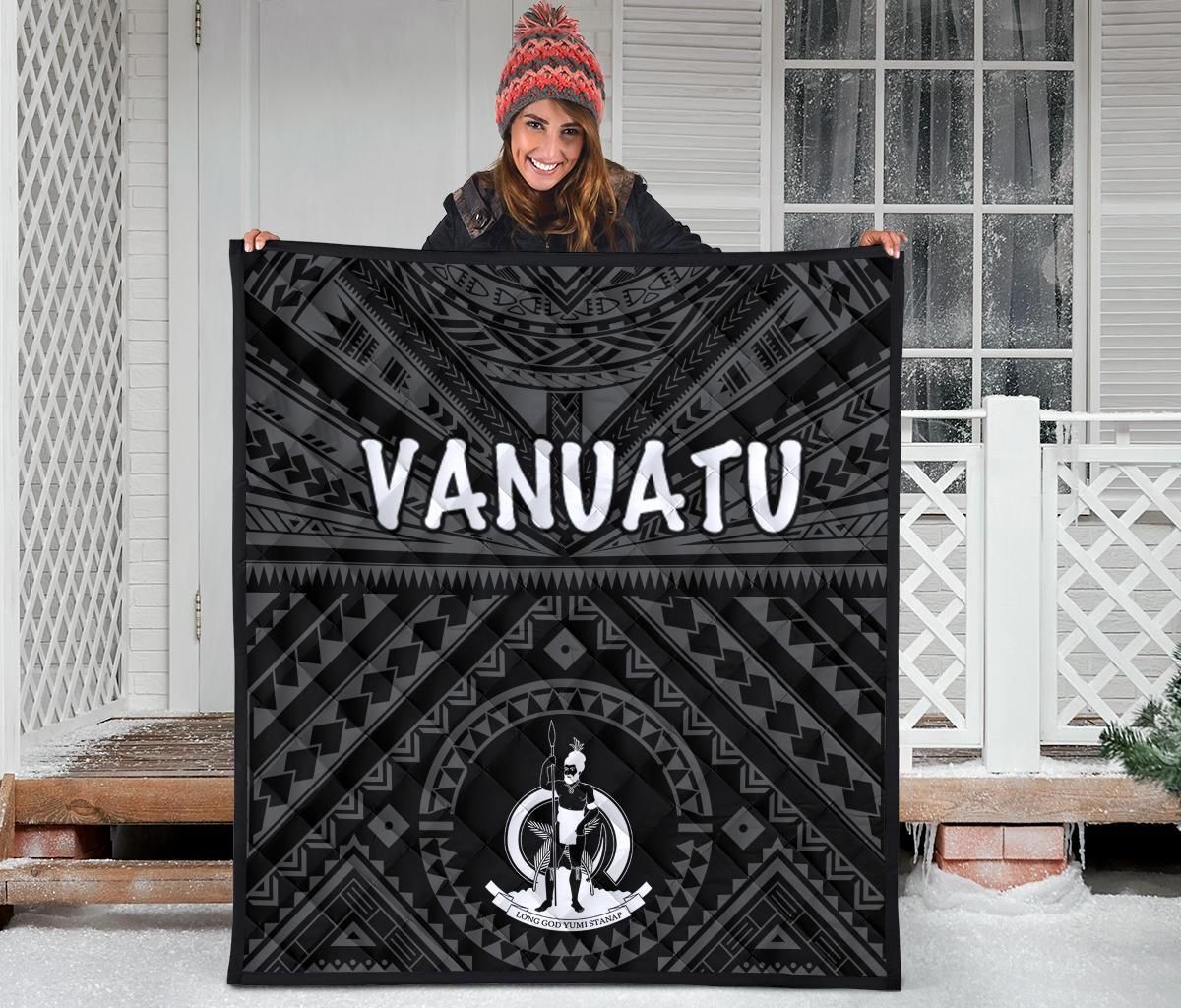 Vanuatu Premium Quilt - Vanuatu Seal With Polynesian Tattoo Style