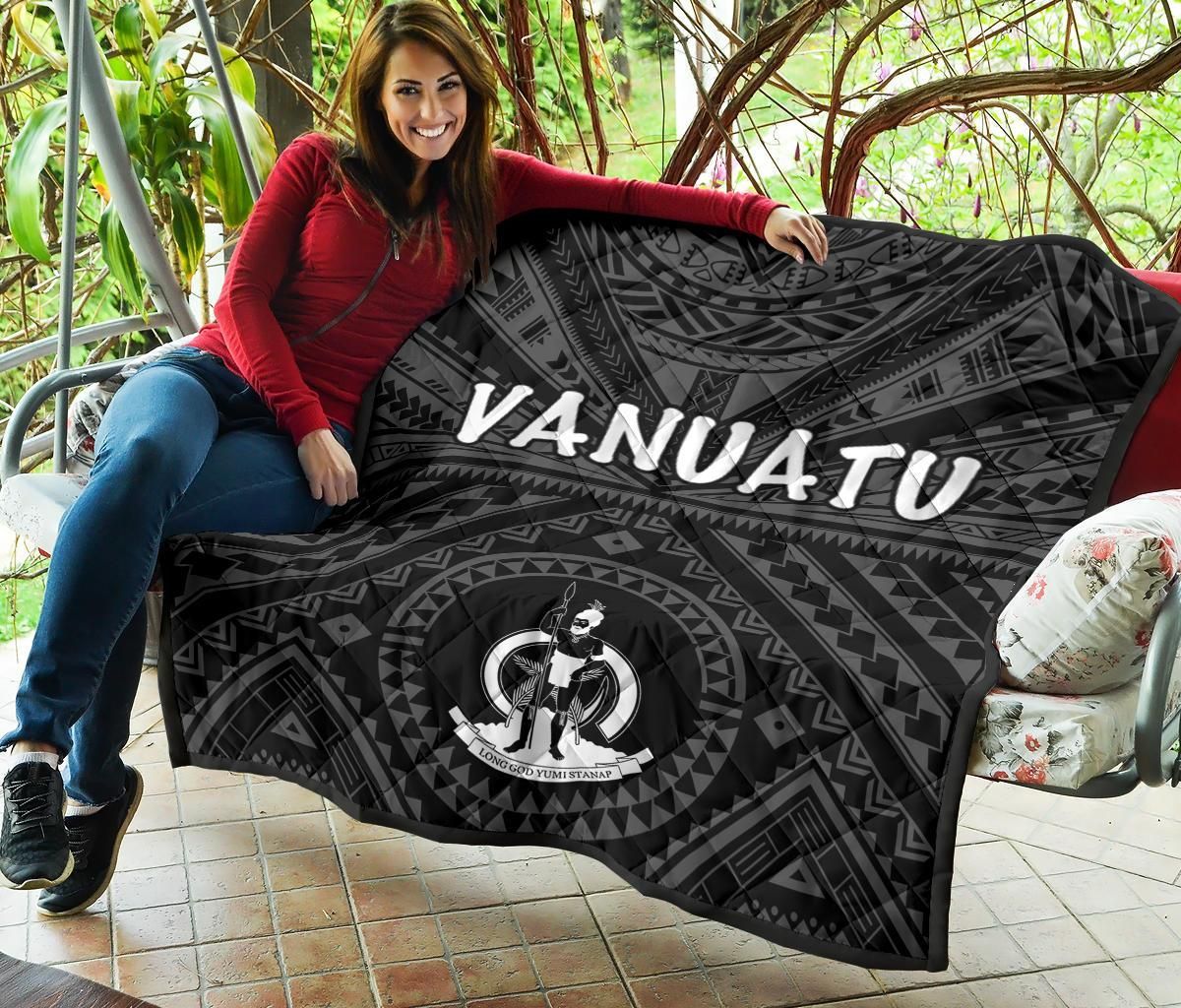 Vanuatu Premium Quilt - Vanuatu Seal With Polynesian Tattoo Style