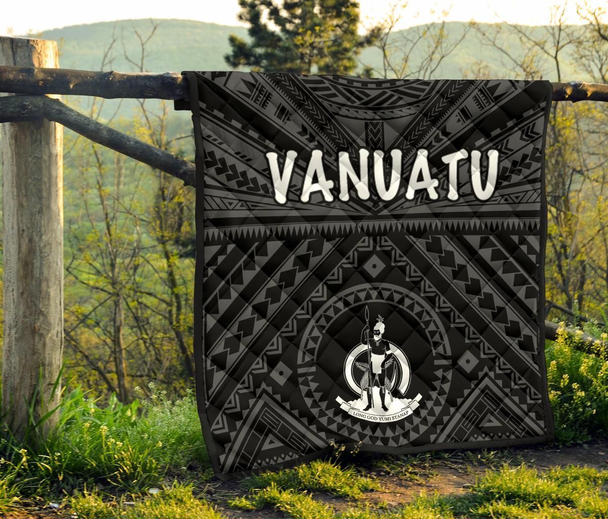Vanuatu Premium Quilt - Vanuatu Seal With Polynesian Tattoo Style
