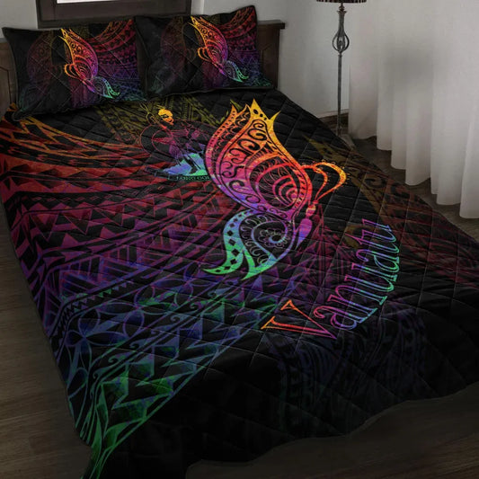 Vanuatu Quilt Bed Set - Butterfly Polynesian Style
