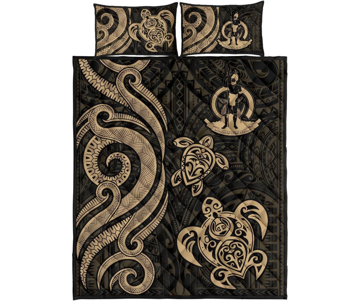Vanuatu Quilt Bed Set - Gold Tentacle Turtle