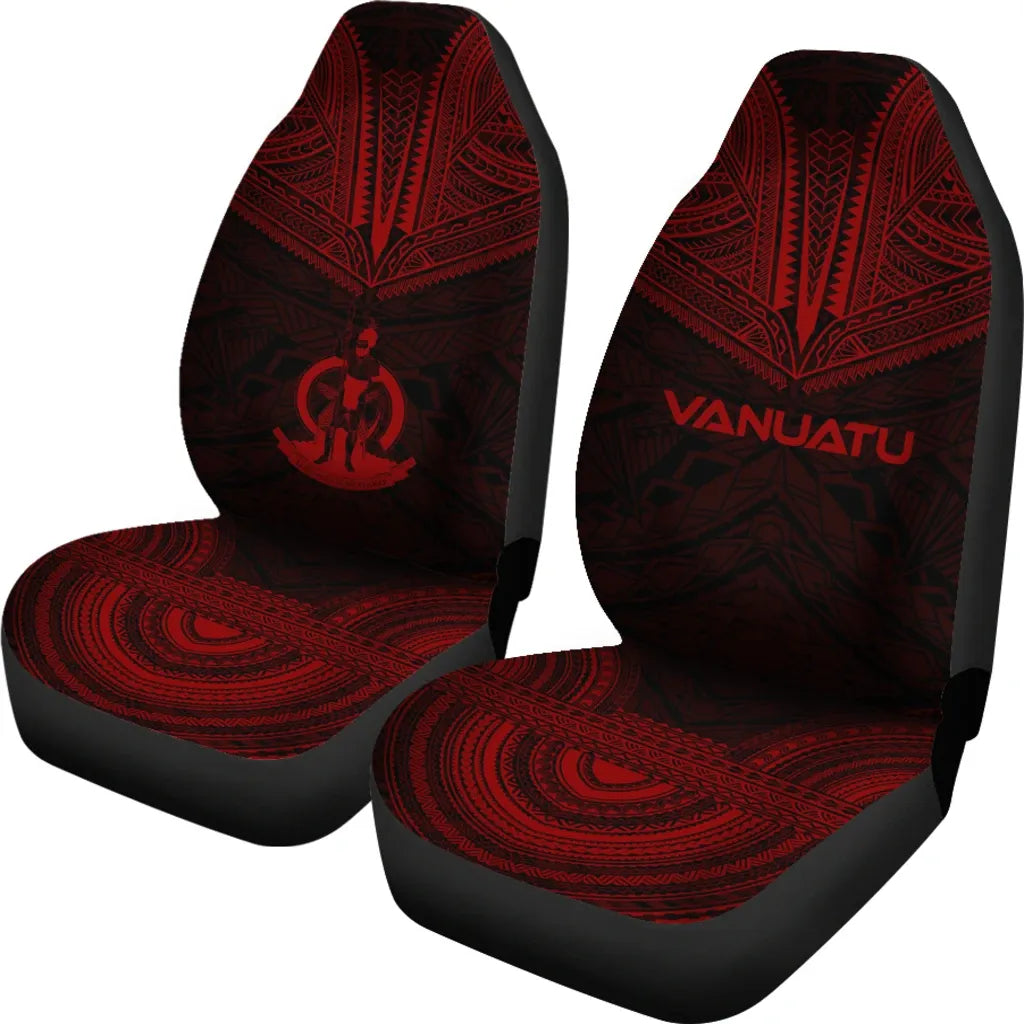 Vanuatu Car Seat Cover - Vanuatu Coat Of Arms Polynesian Chief Tattoo Red Version