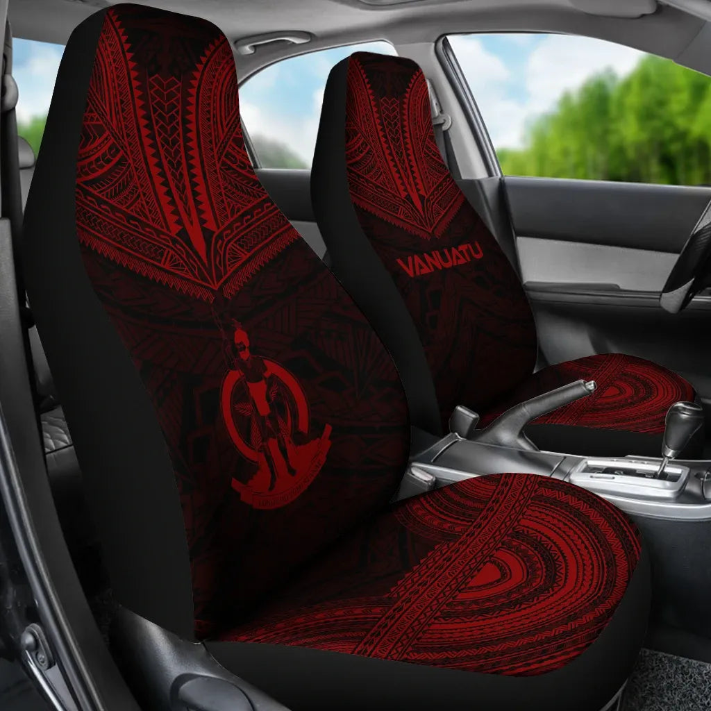 Vanuatu Car Seat Cover - Vanuatu Coat Of Arms Polynesian Chief Tattoo Red Version