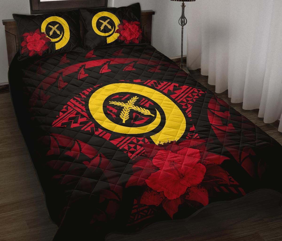 Vanuatu Polynesian Quilt Bed Set Hibiscus Red
