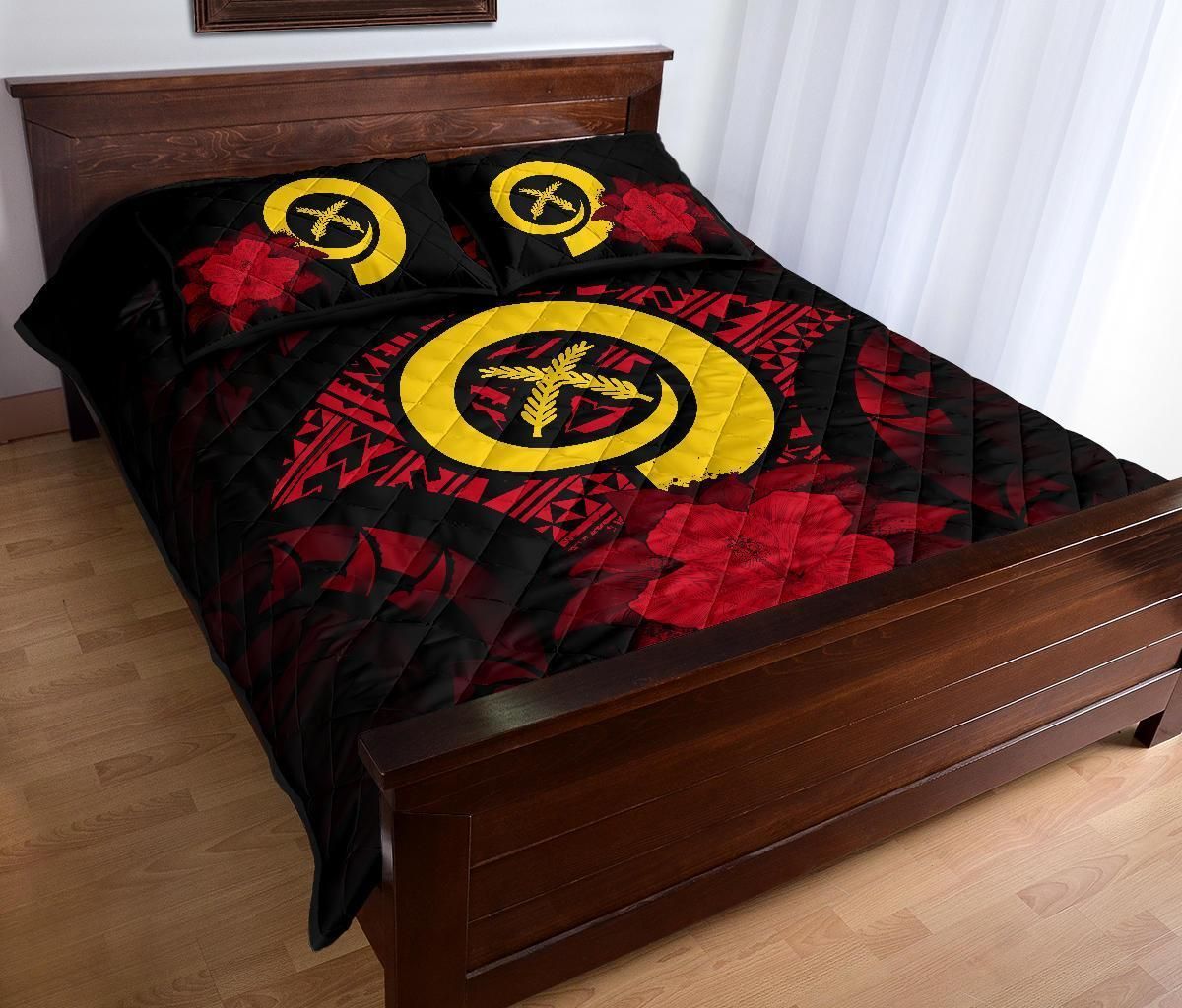 Vanuatu Polynesian Quilt Bed Set Hibiscus Red