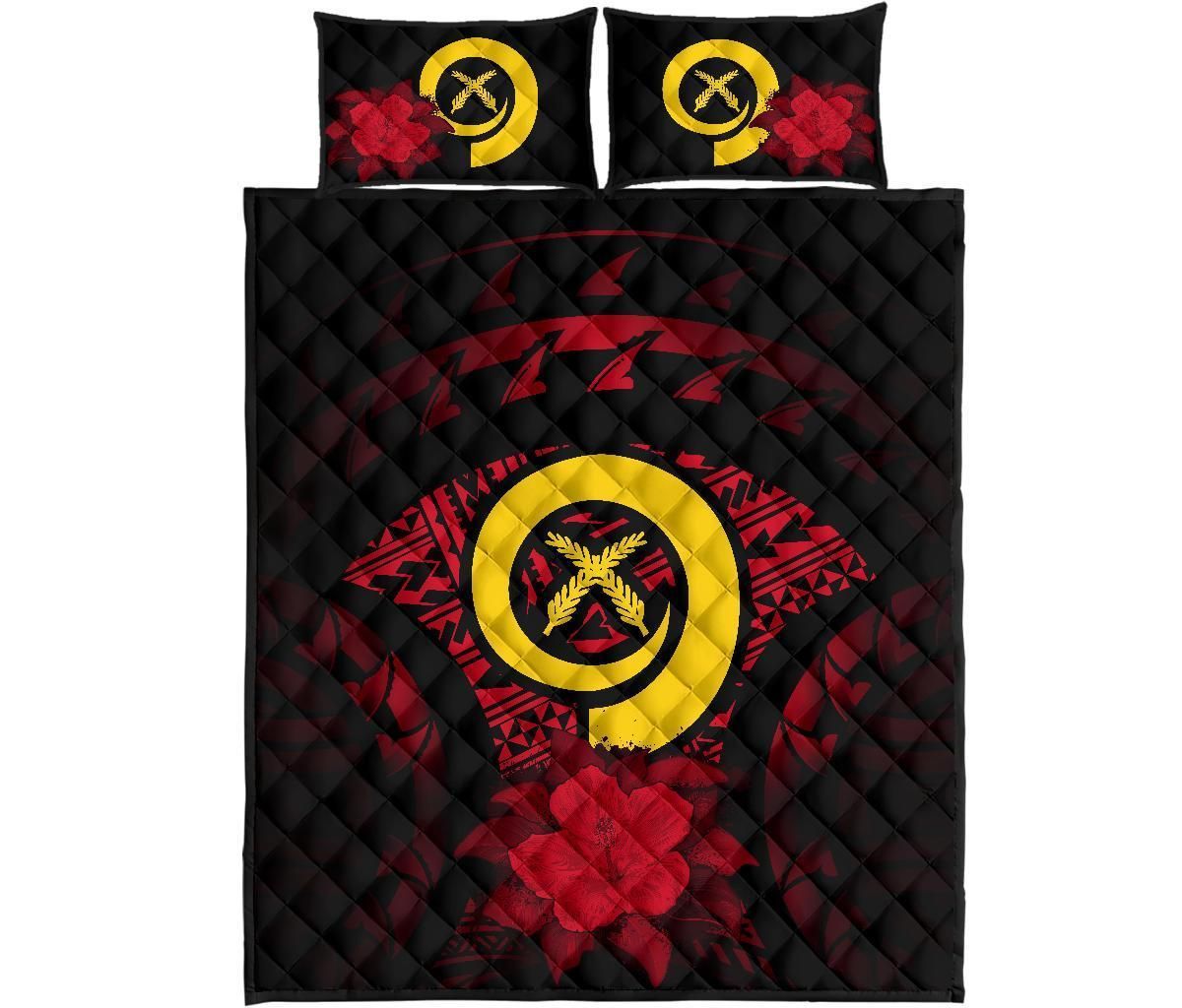 Vanuatu Polynesian Quilt Bed Set Hibiscus Red