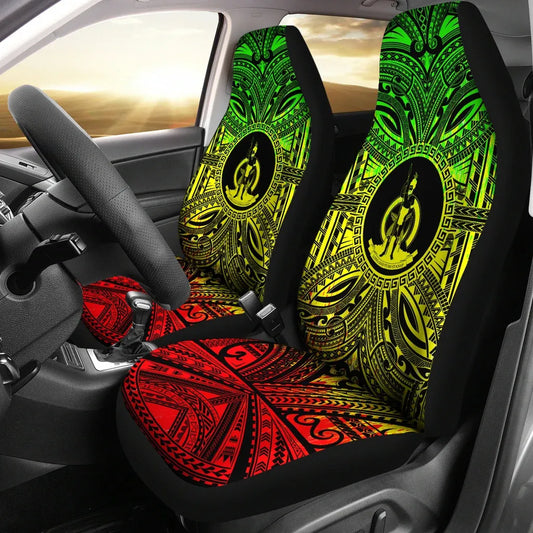 Vanuatu Car Seat Cover - Vanuatu Coat Of Arms Polynesian Reggae Style