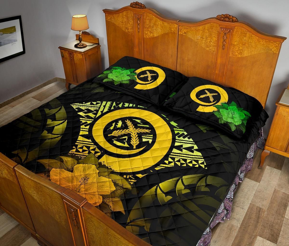 Vanuatu Polynesian Quilt Bed Set Hibiscus Reggae