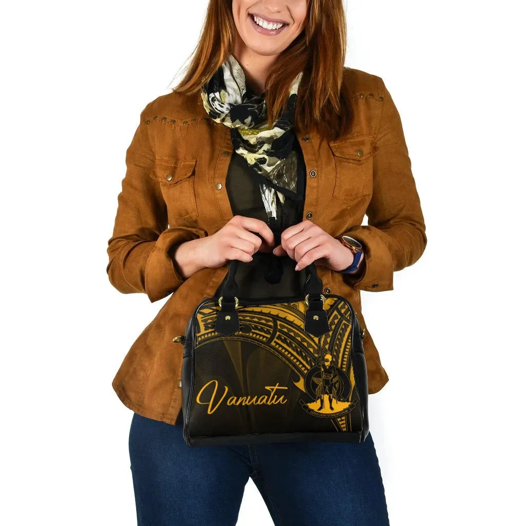 Vanuatu Shoulder Handbag - Cross Style Gold Color