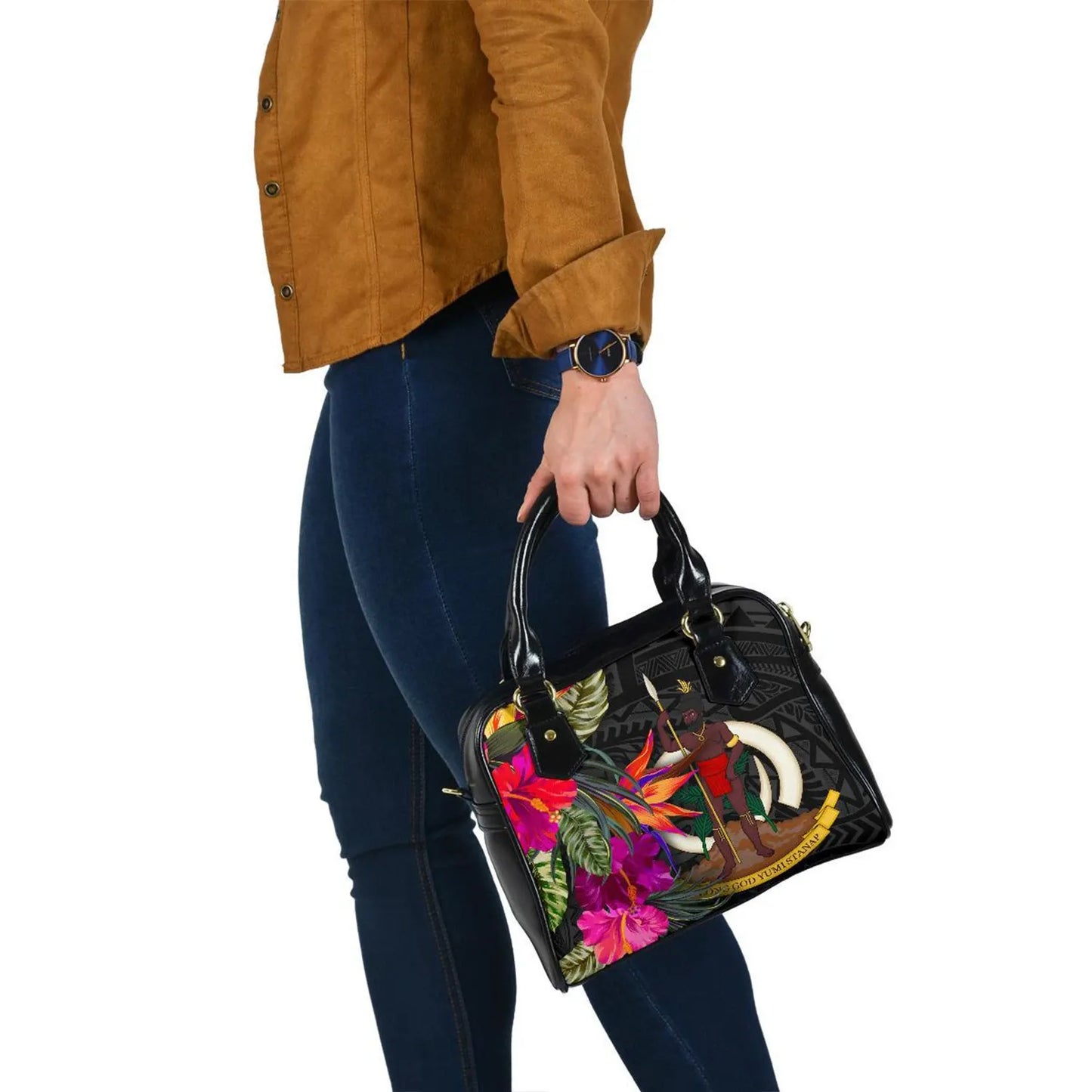 Vanuatu Shoulder Handbag - Hibiscus Polynesian Pattern