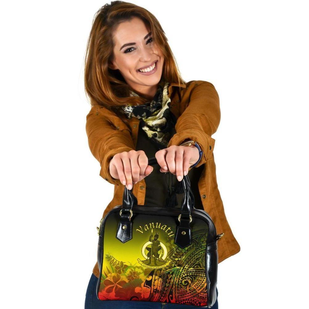 Vanuatu Shoulder Handbag - Humpback Whale With Tropical Flowers (Yellow)