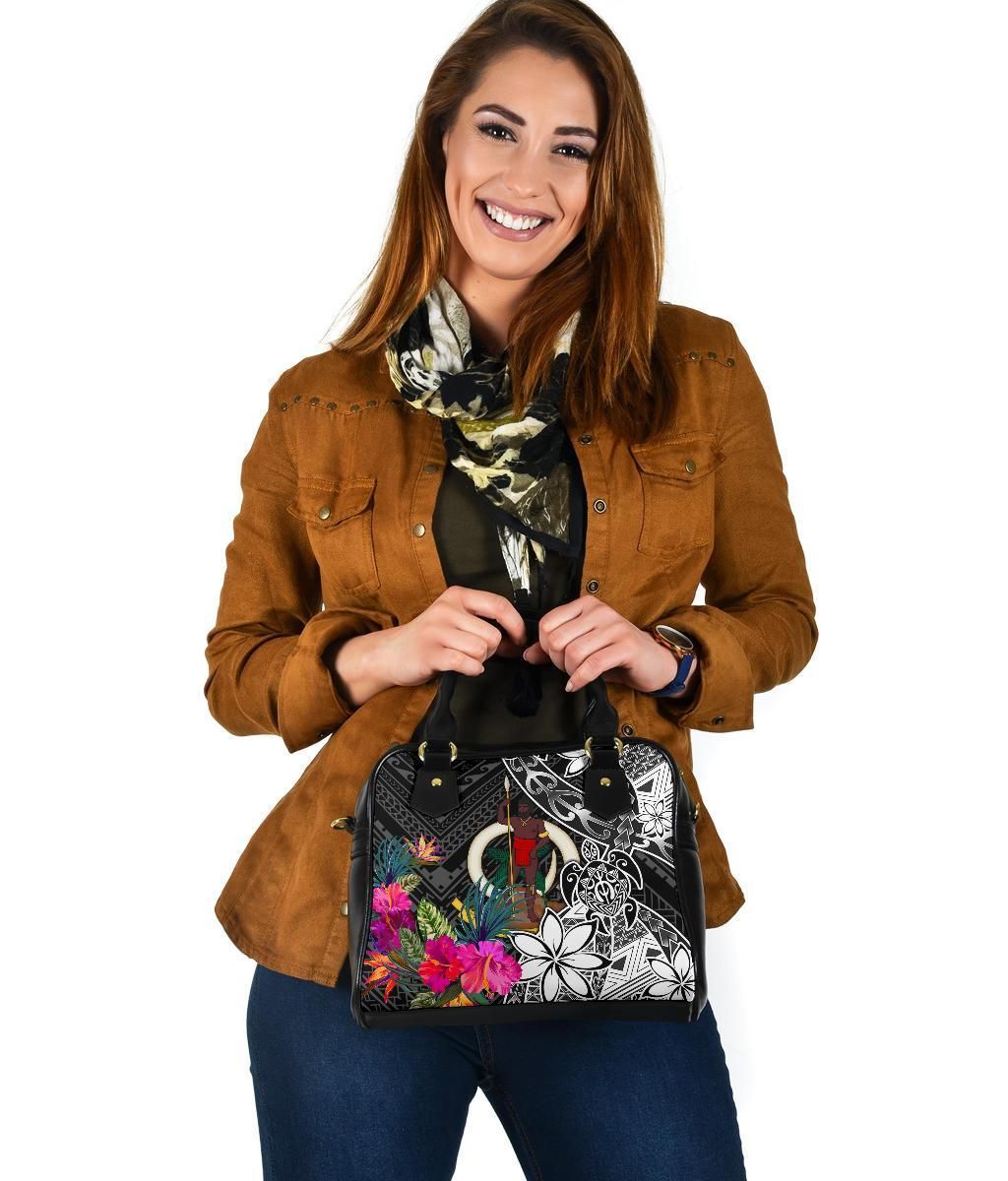 Vanuatu Shoulder Handbag - Turtle Plumeria Banana Leaf