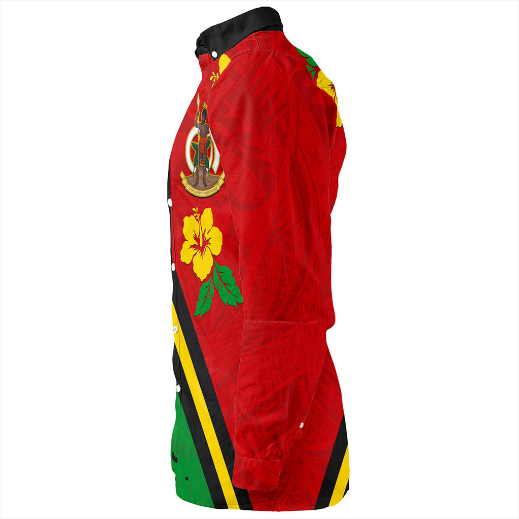 Vanuatu Long Sleeve Shirt Tribal Polynesia Tattoo With Map