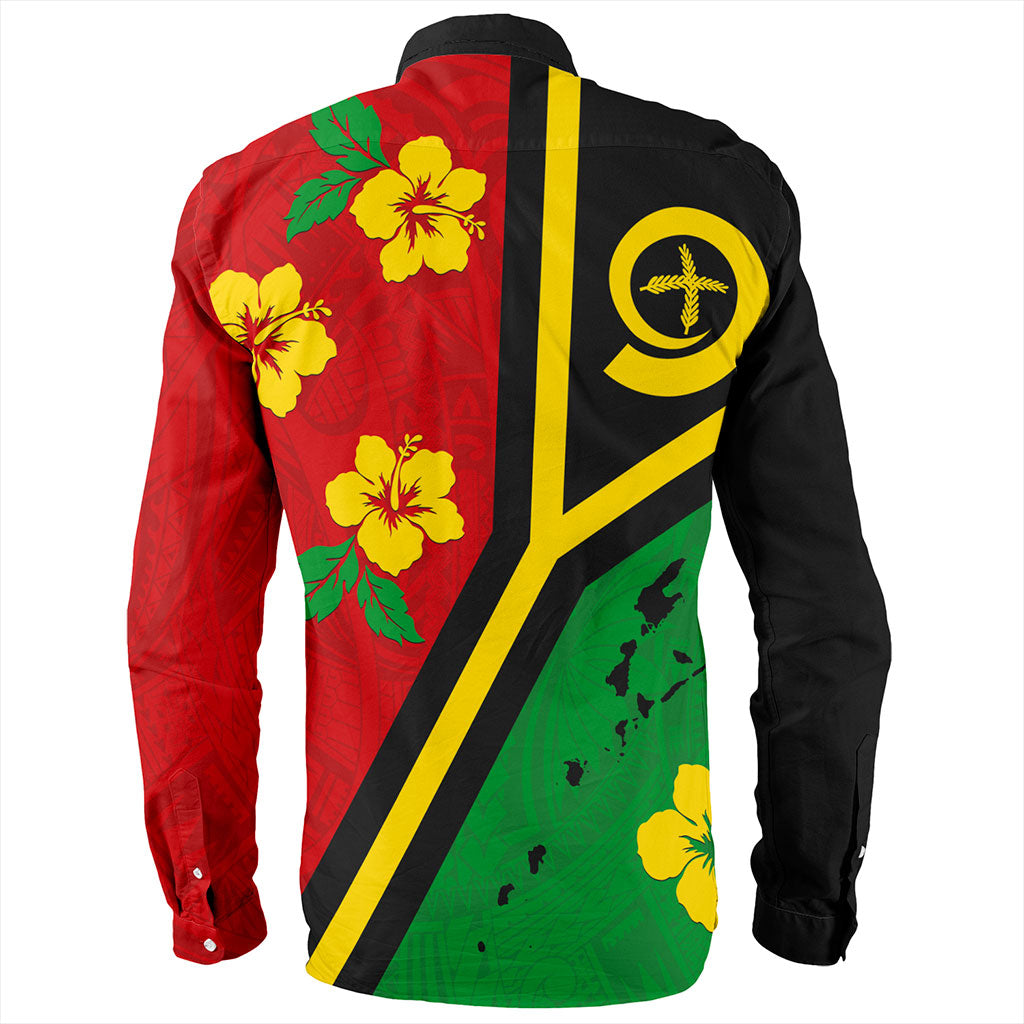 Vanuatu Long Sleeve Shirt Tribal Polynesia Tattoo With Map