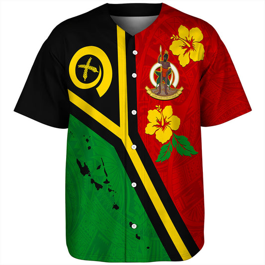 Vanuatu Baseball Shirt Tribal Polynesia Tattoo With Map