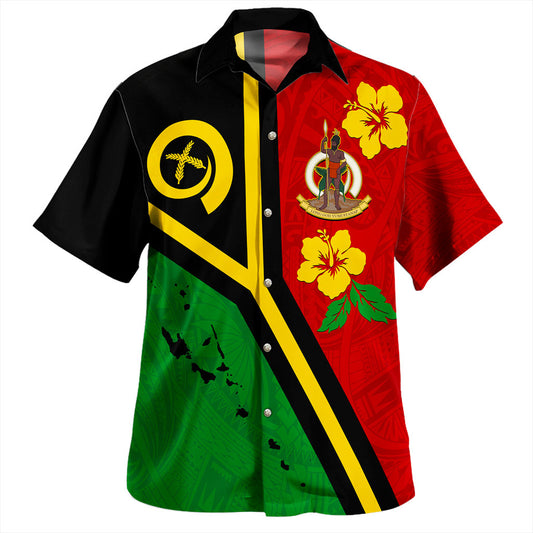 Vanuatu Hawaiian Shirt Coat Of Arms Tree Coconut