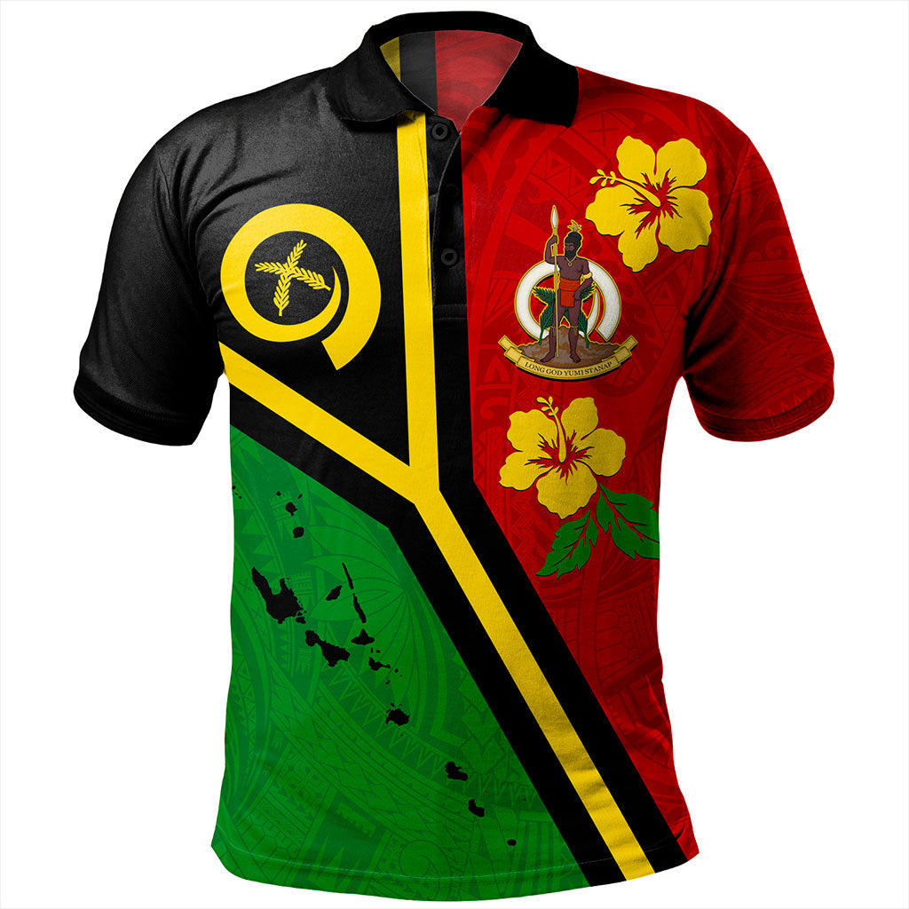 Vanuatu Polo Shirt Tribal Polynesia Tattoo With Map