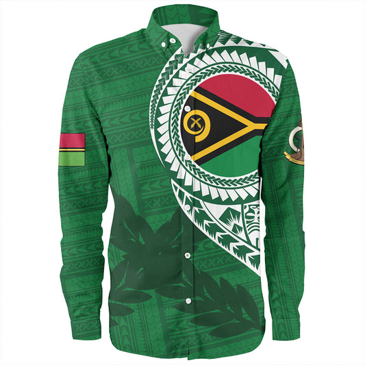 Vanuatu Long Sleeve Shirt Tribal Melanesia Leaf