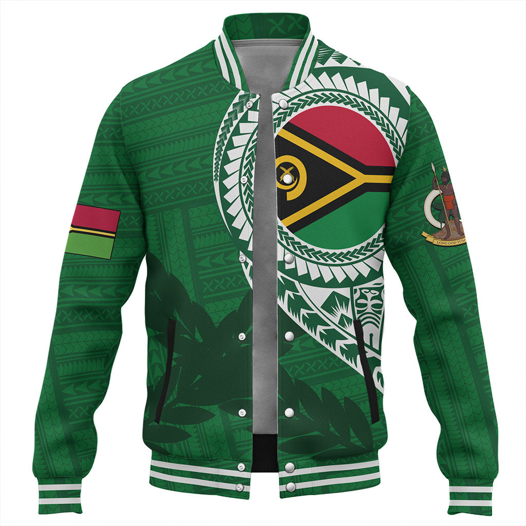 Vanuatu Baseball Jacket Tribal Melanesia Leaf