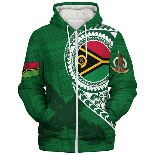 Vanuatu Sherpa Hoodie Tribal Melanesia Leaf