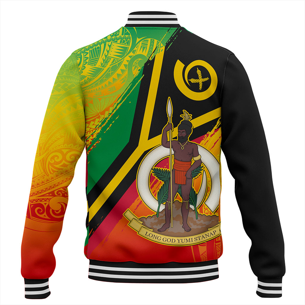 Vanuatu Baseball Jacket Tribal Pattern Flag Grunge