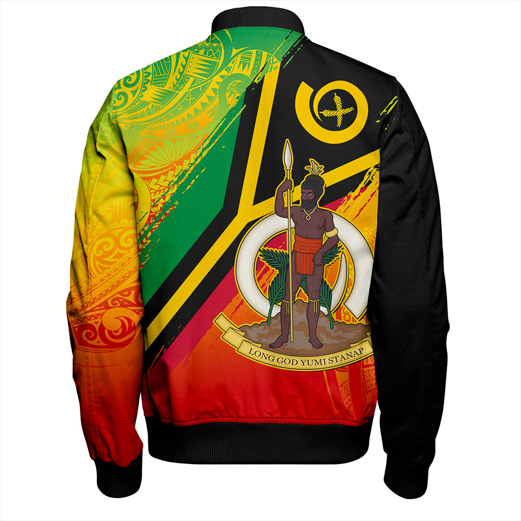 Vanuatu Bomber Jacket Tribal Pattern Flag Grunge