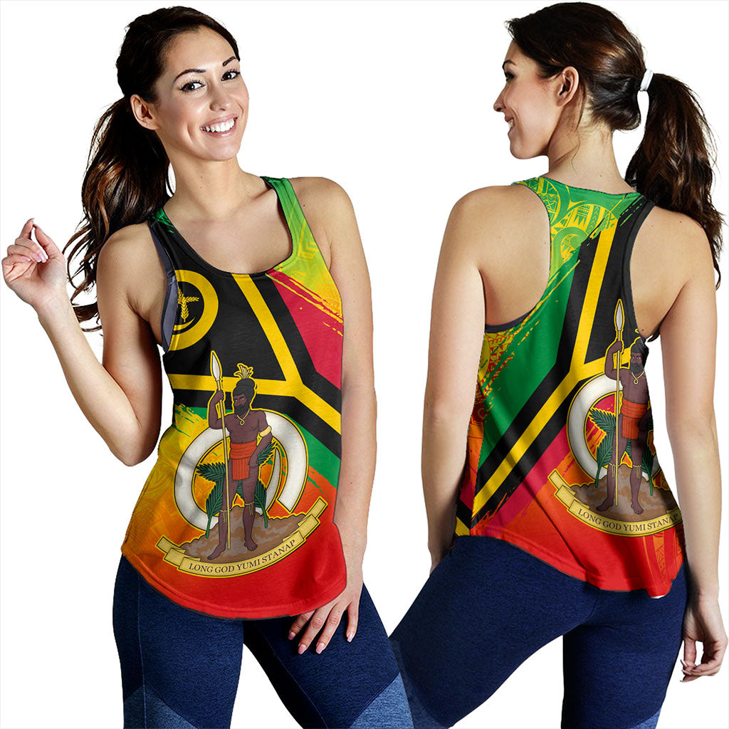 Vanuatu Women Tank Tribal Pattern Flag Grunge
