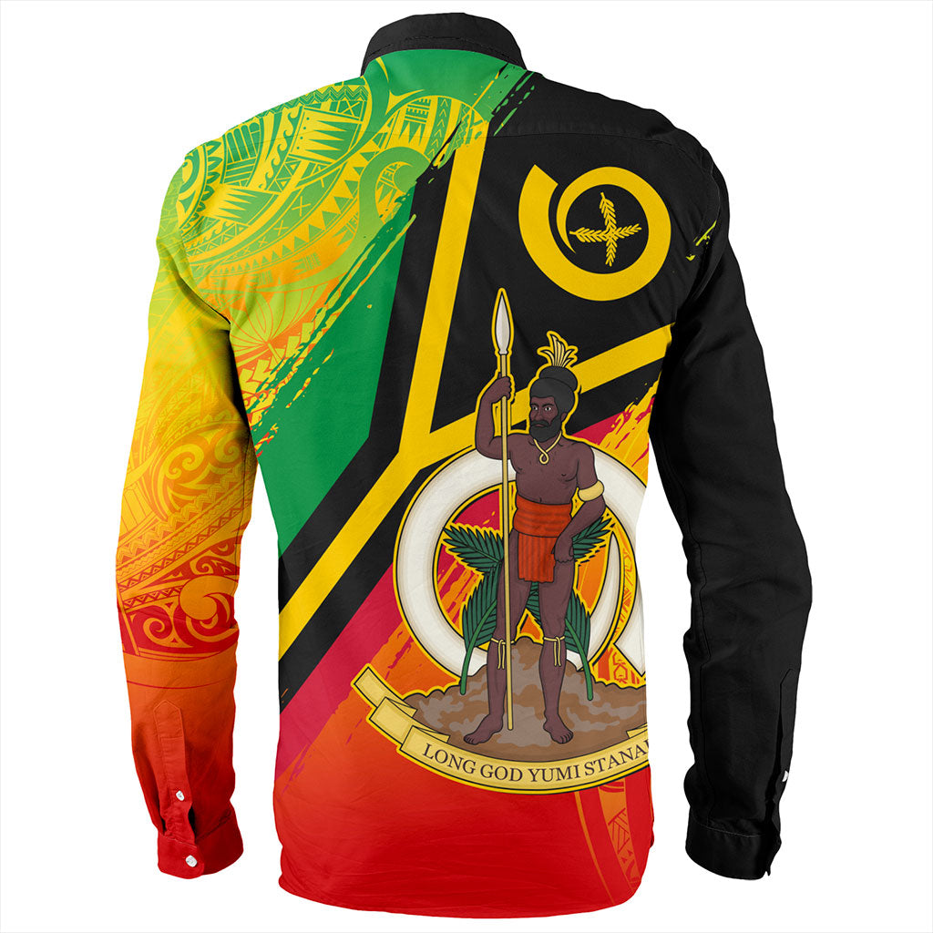 Vanuatu Long Sleeve Shirt Tribal Pattern Flag Grunge