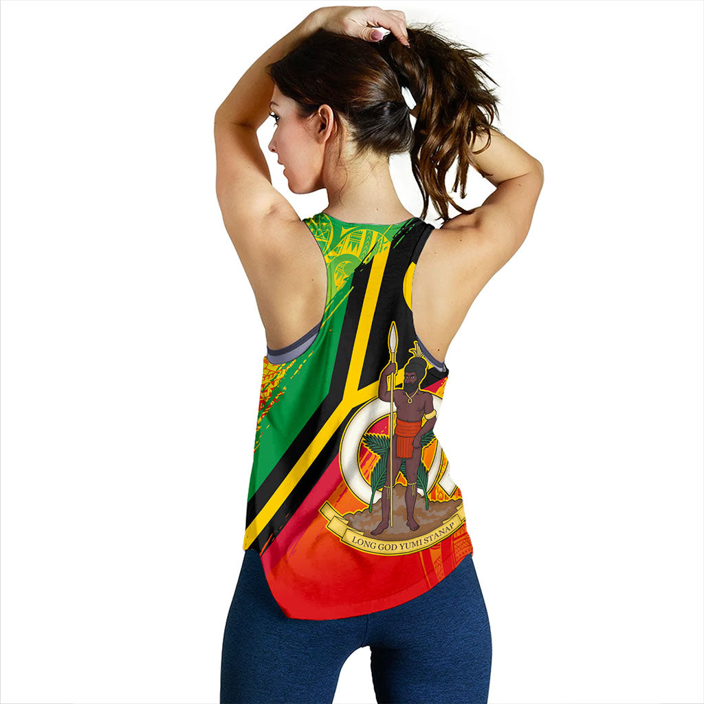 Vanuatu Women Tank Tribal Pattern Flag Grunge