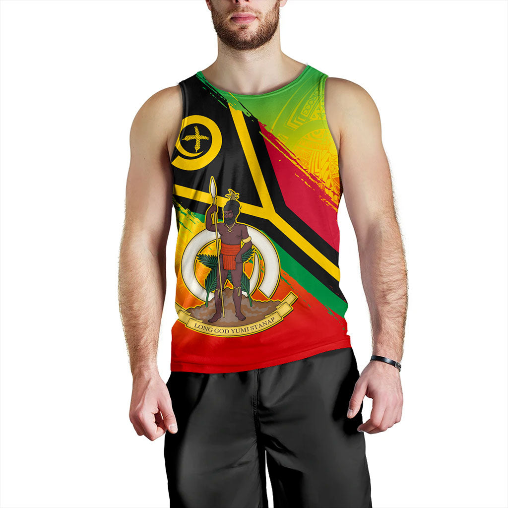 Vanuatu Tank Top Tribal Pattern Flag Grunge