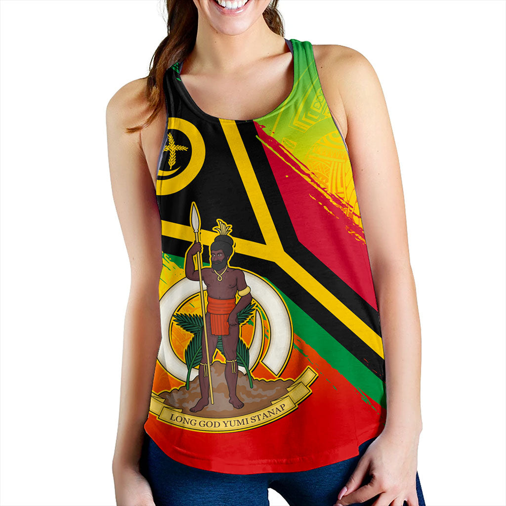 Vanuatu Women Tank Tribal Pattern Flag Grunge