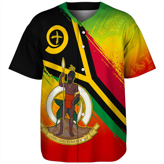 Vanuatu Baseball Shirt Tribal Pattern Flag Grunge