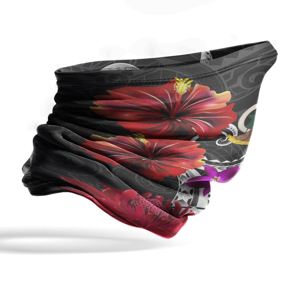 Vanuatu Neck Gaiter Tropical Flower with Polynesian Pattern