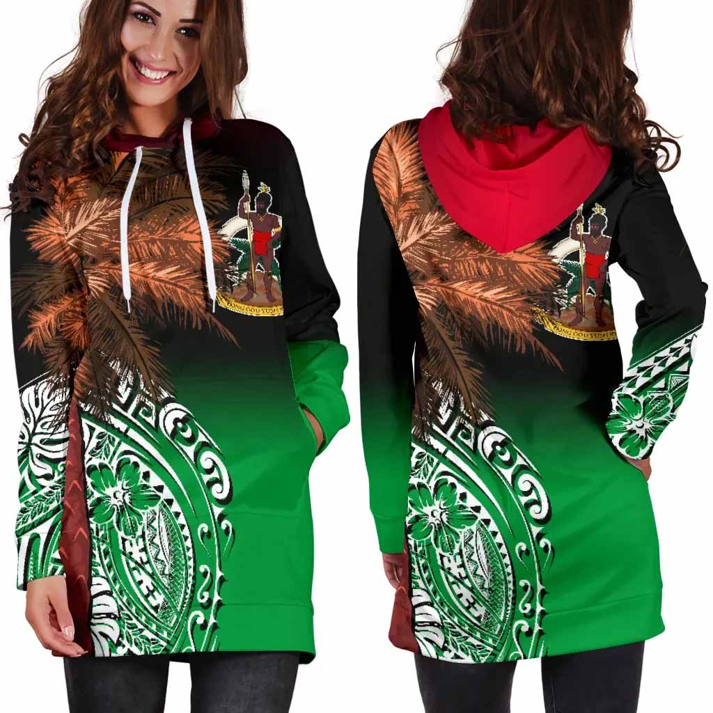 Vanuatu Female Hoodie Dress Polynesian Palm Tree Flag