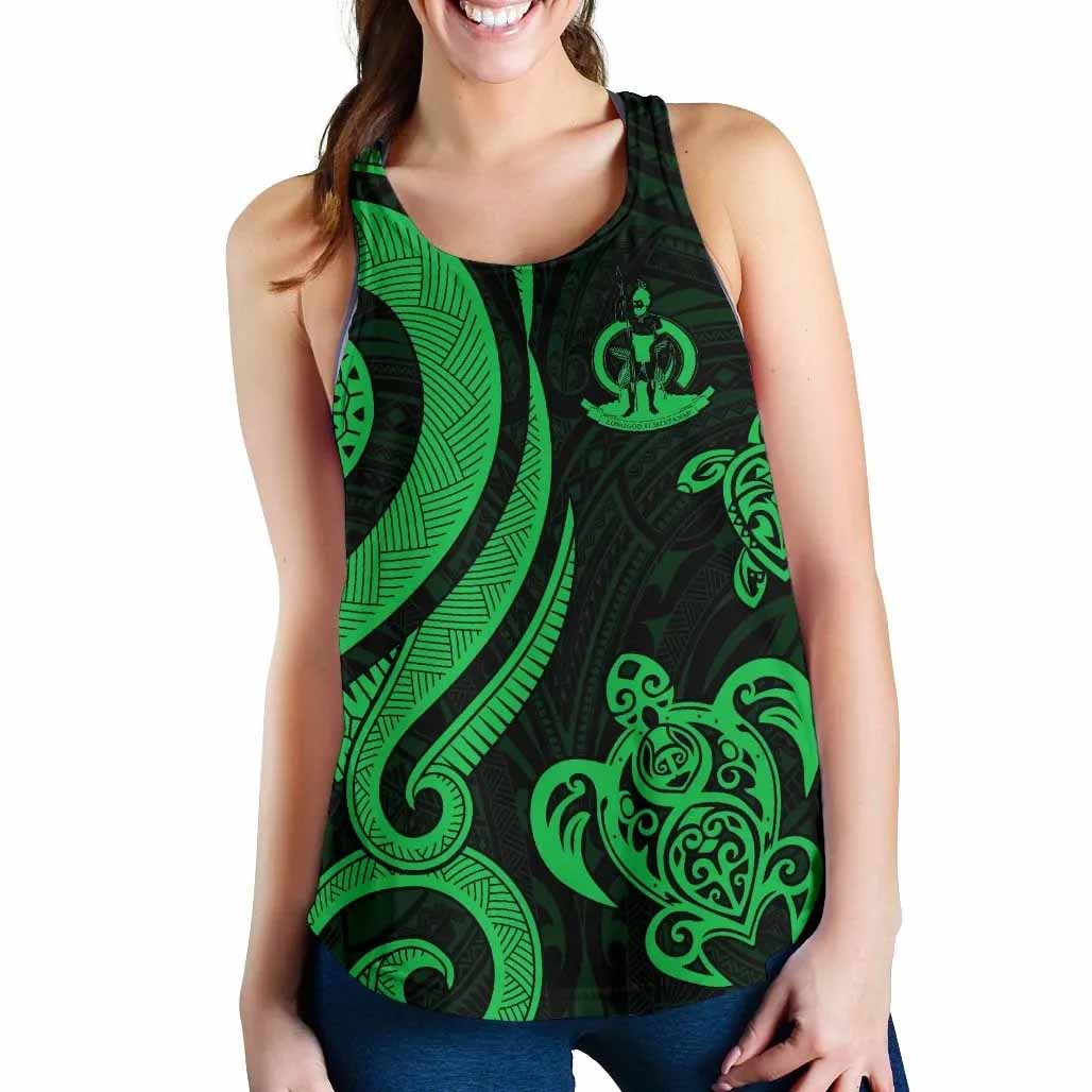 Vanuatu Women Racerback Tank - Green Tentacle Turtle