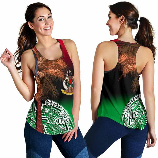 Vanuatu Women Racerback Tank Polynesian Palm Tree Flag