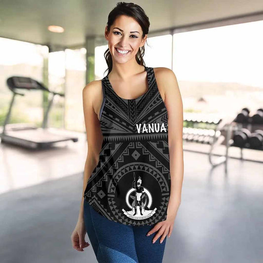 Vanuatu Women Racerback Tank - Vanuatu Seal With Polynesian Tattoo Style