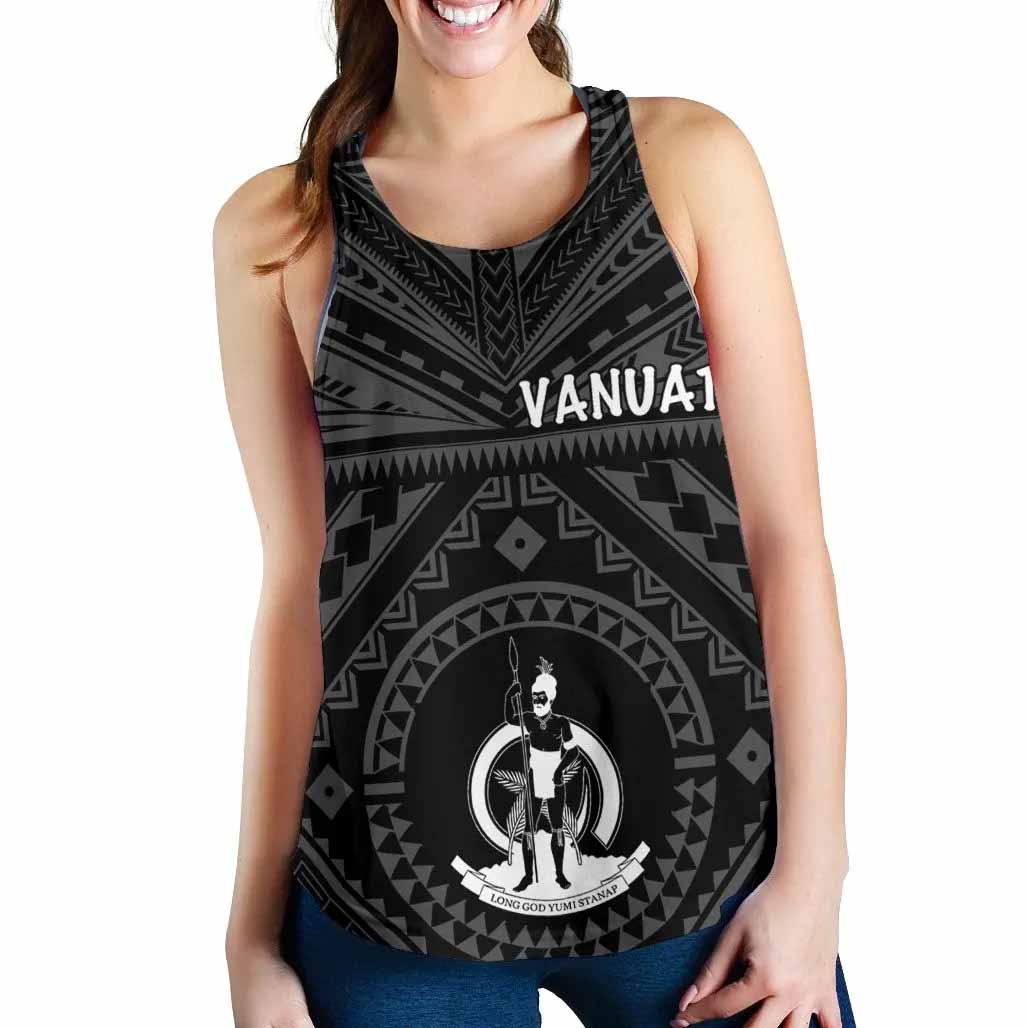 Vanuatu Women Racerback Tank - Vanuatu Seal With Polynesian Tattoo Style