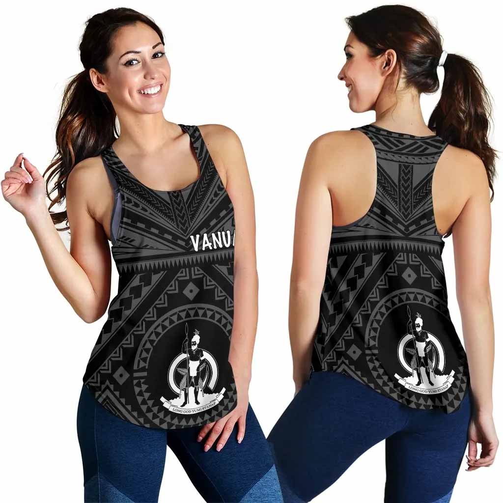 Vanuatu Women Racerback Tank - Vanuatu Seal With Polynesian Tattoo Style
