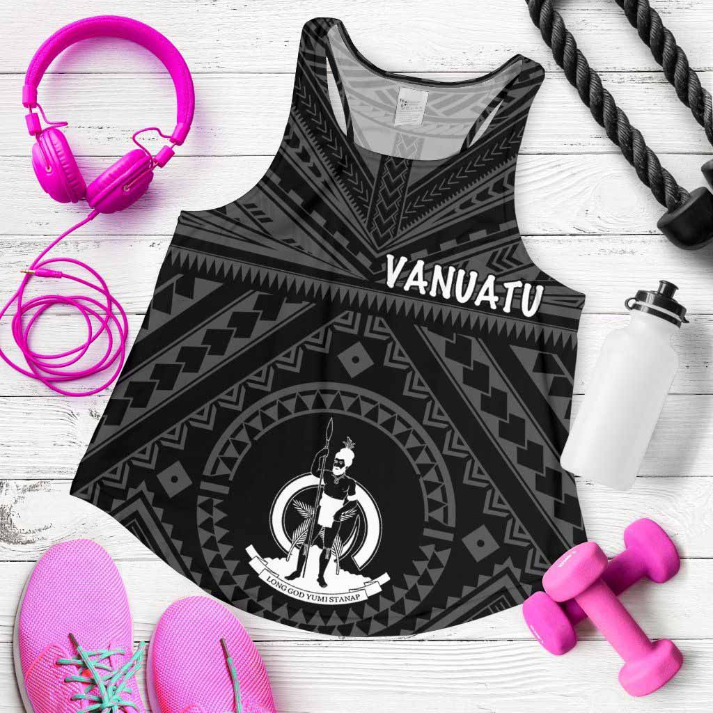 Vanuatu Women Racerback Tank - Vanuatu Seal With Polynesian Tattoo Style