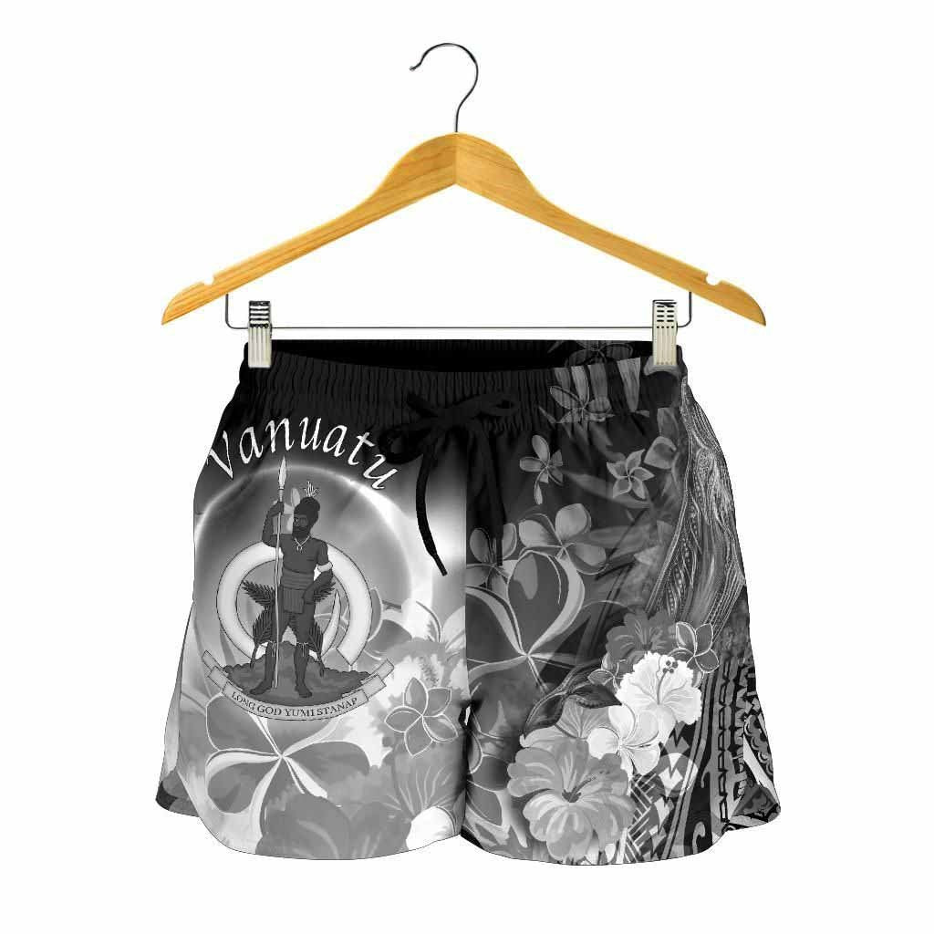 Vanuatu Women Shorts - Humpback Whale with Tropical Flowers (White)
