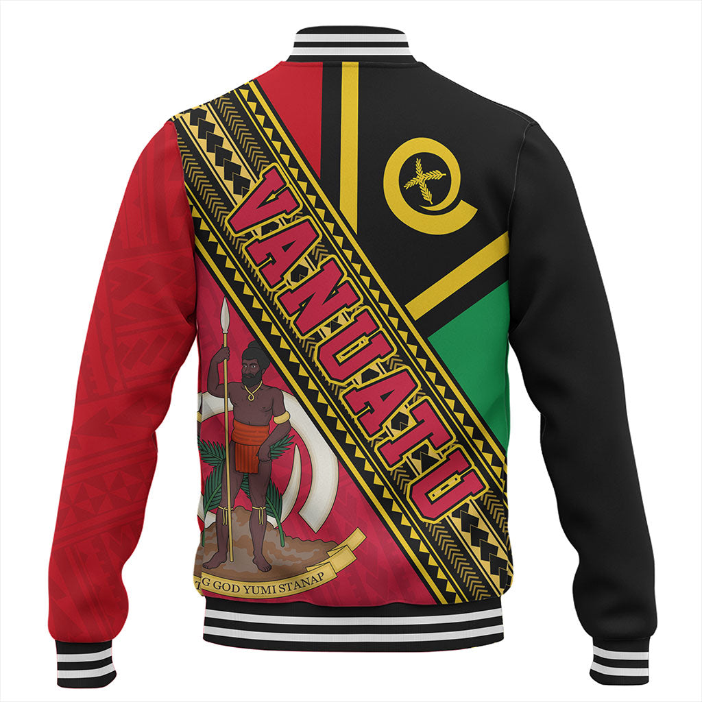Vanuatu Baseball Jacket Flag And Coat Of Arms