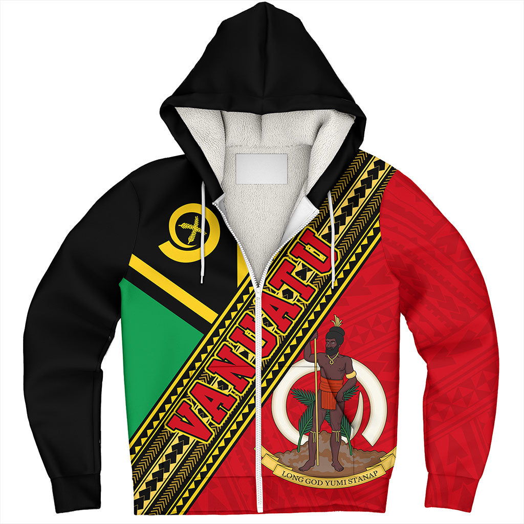 Vanuatu Sherpa Hoodie Flag And Coat Of Arms