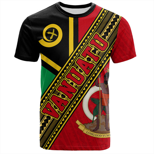 Vanuatu T-Shirt Flag And Coat Of Arms