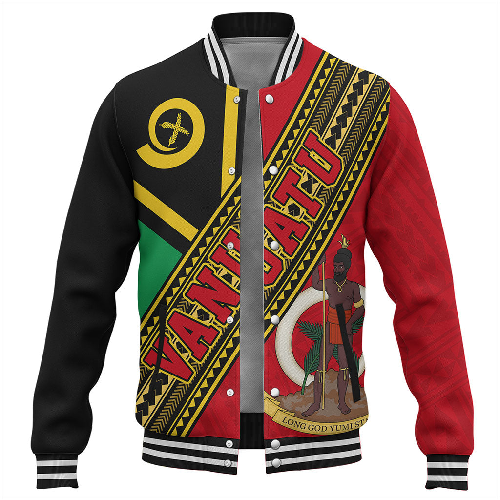 Vanuatu Baseball Jacket Flag And Coat Of Arms