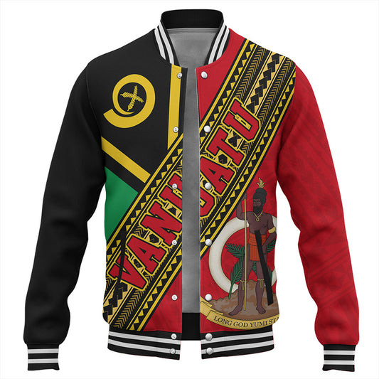 Vanuatu Baseball Jacket Flag And Coat Of Arms