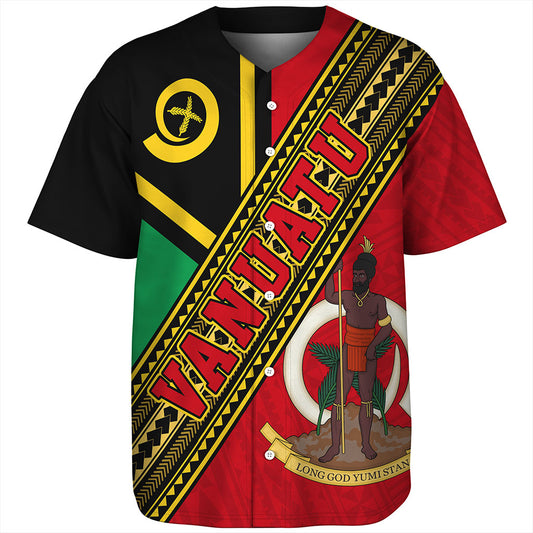 Vanuatu Baseball Shirt Flag And Coat Of Arms