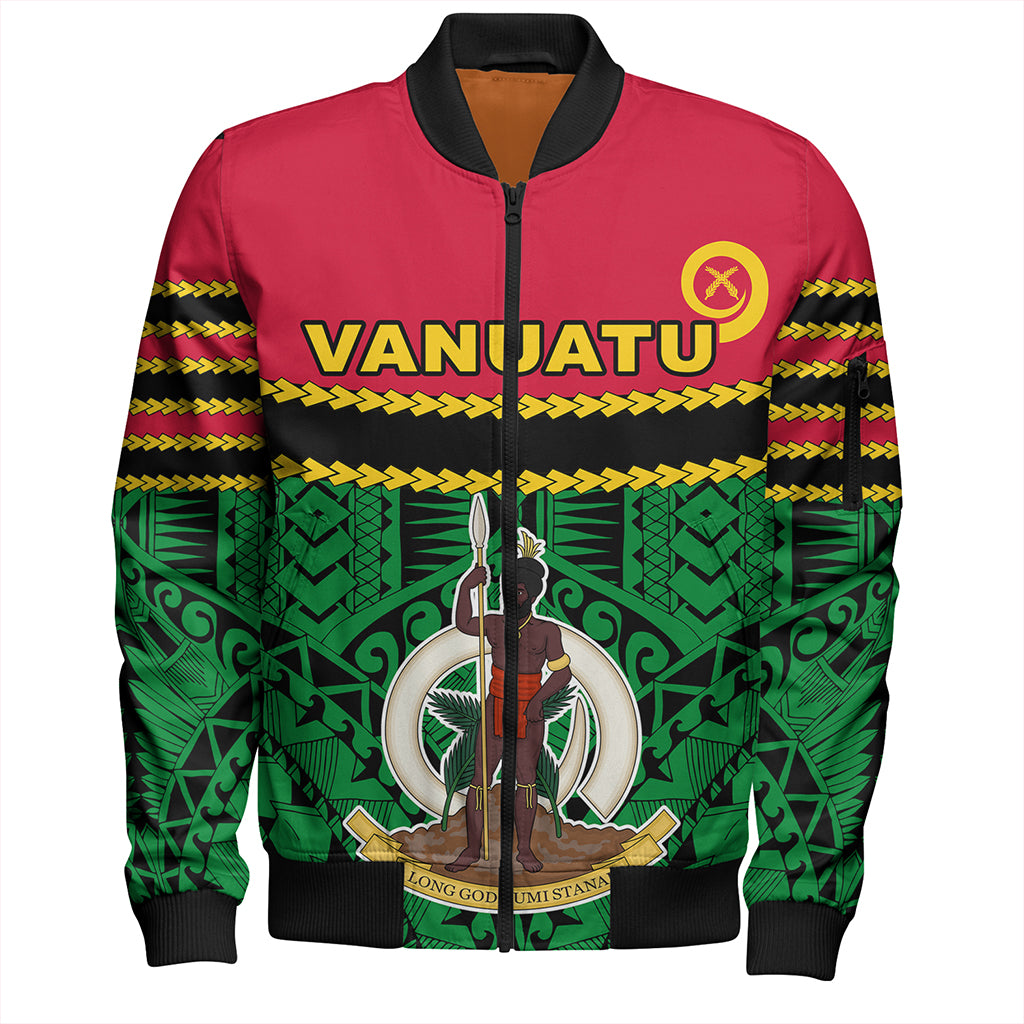 Vanuatu Bomber Jacket Melanesian Tribal Pattern
