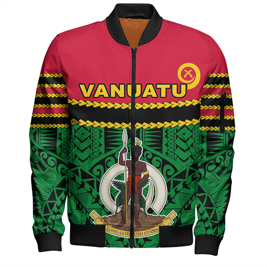 Vanuatu Bomber Jacket Melanesian Tribal Pattern