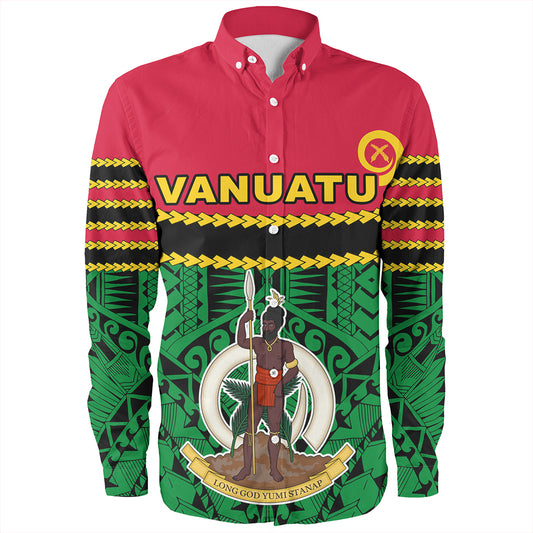 Vanuatu Long Sleeve Shirt Melanesian Tribal Pattern